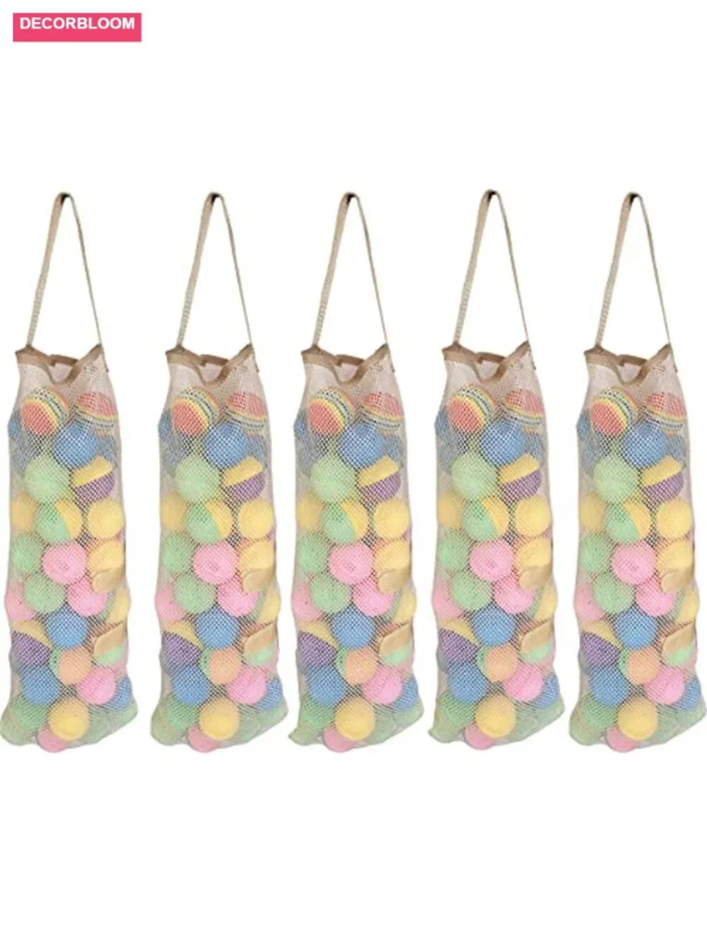 5 Pack Hanging Mesh Produce Bags - Reusable Net Storage for Onions, Potatoes,